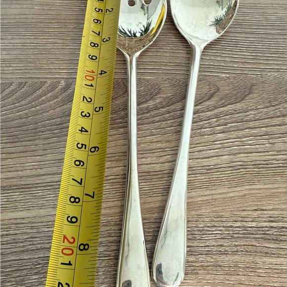 2 Vintage Silver Plated Made Italy Vintage Pronged Serving Spoon Decor Cottage - Picture 2 of 5
